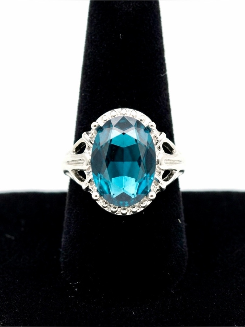 New Sterling Silver Maximalist 3.3ct Blue Paraiba Topaz Lux Statement Ring